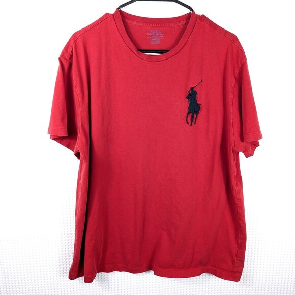 Polo Ralph Lauren L Red Big Pony #2 T-Shirt Men Classic Fit 100% Cotton Vietnam - Picture 1 of 6